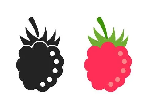 Grape, blueberry, raspberry fruit icon set collection in flat style. Berry .. Stock Illustration