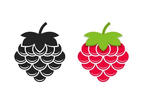 Grape, blueberry, raspberry fruit icon set collection in flat style. Berry .. Illustrazione stock