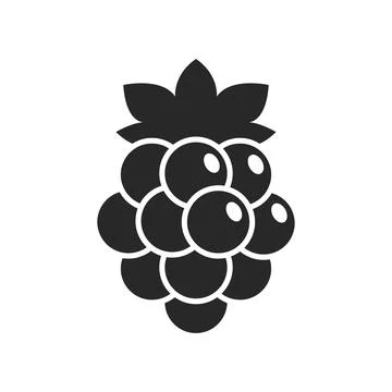 Grape, blueberry, raspberry fruit icon in flat style. Berry vector illustra.. Illustrazione stock