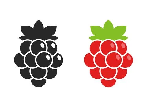 Grape, blueberry, raspberry fruit icon set collection in flat style. Berry .. Illustrazione stock