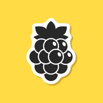 Grape, blueberry, raspberry fruit sticker icon in flat style. Berry vector .. Stockillustratie
