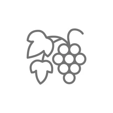 Grape branch with berries line icon. Stock Illustration