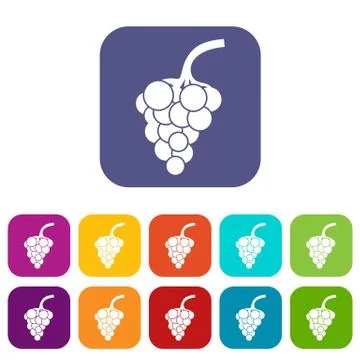 Grape branch icons set Stock Illustration