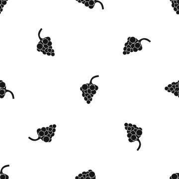 Grape branch pattern seamless black Illustrazione stock