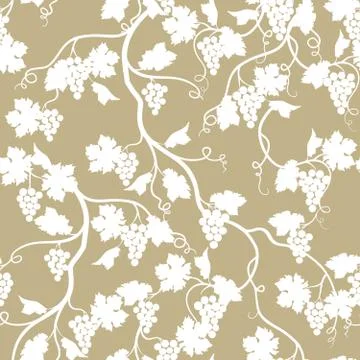 Grape branch seamless pattern. Wineyard garden. Floral background Stock Illustration