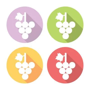 Grape Bunch Flat Icons Set Illustrazione stock