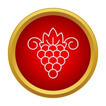 Grape bunch with leaf outline on red background Stock Illustration
