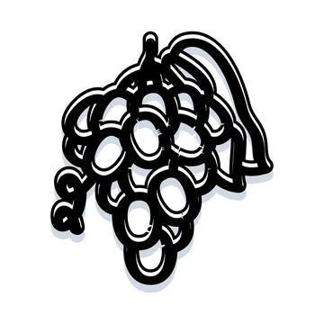 Grape bunch with vine leaf outline illustration Stock Illustration