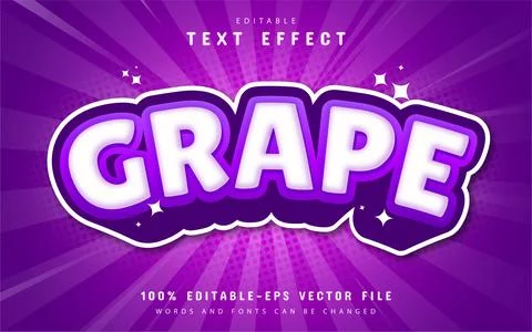 Grape cartoon text effect Illustrazione stock