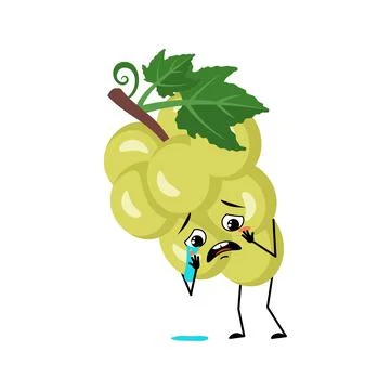 Grape character with crying and tears emotion Ilustração Stock