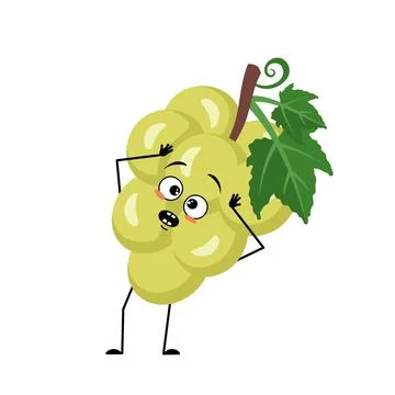 Grape character with emotions in panic grabs his head Ilustração Stock