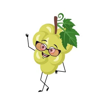 Grape character with happy emotion Stock Illustration