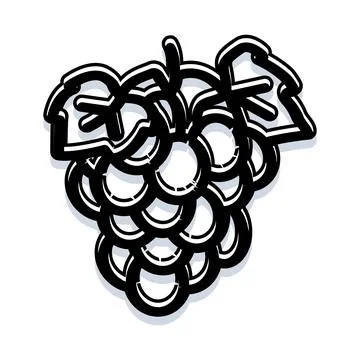 Grape cluster icon black and white design object Stock Illustration