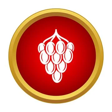 Grape cluster icon on red circle field Stock Illustration