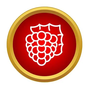 Grape cluster line icon on a red circle Stock Illustration