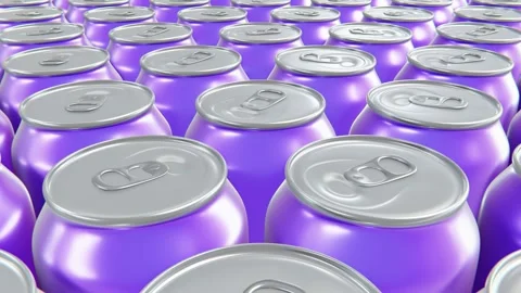 Grape drink purple cans looping dolly 3D animation Stock Footage 177967612