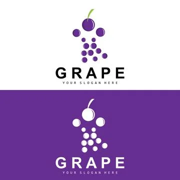 Grape Fruit Logo, Circle Style Fruit Design, Grape Farm Vector, Wine Drink,.. Stock Illustration