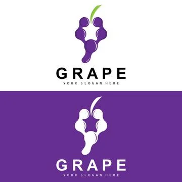 Grape Fruit Logo, Circle Style Fruit Design, Grape Farm Vector, Wine Drink,.. Stock Illustration