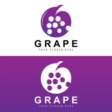 Grape Fruit Logo, Circle Style Fruit Design, Grape Farm Vector, Wine Drink,.. Stock Illustration