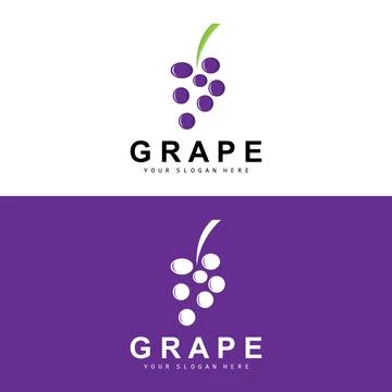 Grape Fruit Logo, Circle Style Fruit Design, Grape Farm Vector, Wine Drink,.. Stock Illustration