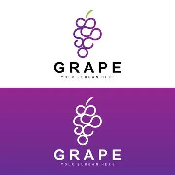 Grape Fruit Logo, Circle Style Fruit Design, Grape Farm Vector, Wine Drink,.. Stock Illustration
