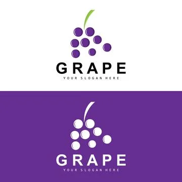 Grape Fruit Logo, Circle Style Fruit Design, Grape Farm Vector, Wine Drink,.. Stock Illustration