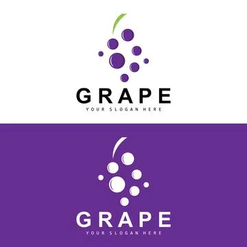 Grape Fruit Logo, Circle Style Fruit Design, Grape Farm Vector, Wine Drink,.. Stock Illustration