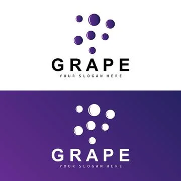 Grape Fruit Logo, Circle Style Fruit Design, Grape Farm Vector, Wine Drink,.. Stock Illustration