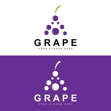 Grape Fruit Logo, Circle Style Fruit Design, Grape Farm Vector, Wine Drink,.. Stock Illustration
