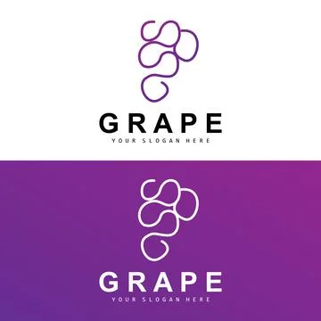 Grape Fruit Logo, Circle Style Fruit Design, Grape Farm Vector, Wine Drink,.. Stock Illustration