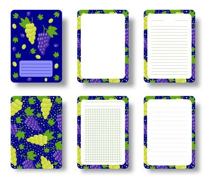 Grape fruit notebook cover notepad diary pattern Stock Illustration
