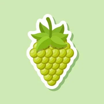Grape fruit sticker icon in flat style. Grape berry vector illustration on .. Stock Illustration