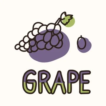 Grape fruit with text gender neutral baby illustration clipart. Simple whimsical Stock Illustration