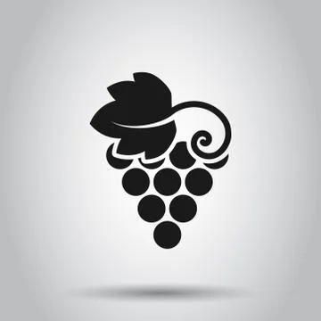 Grape fruits sign icon in flat style. Grapevine vector illustration on isolat Ilustração Stock