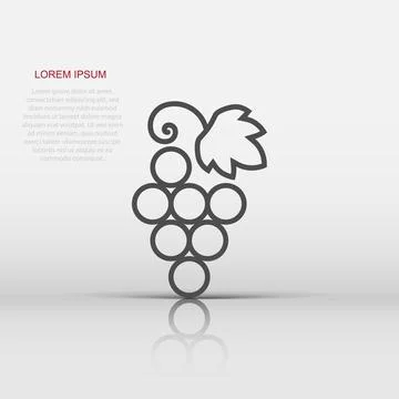 Grape fruits sign icon in flat style. Grapevine vector illustration on whit.. Stock Illustration