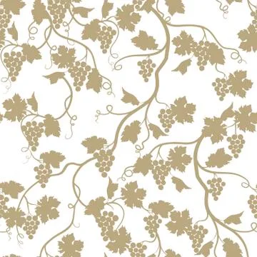 Grape garden seamless pattern. Nature branch background. Wine fa Illustrazione stock
