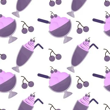 Grape ice cream seamless pattern 2 Stock Illustration