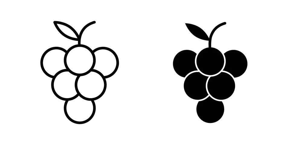 Grape icon symbol  illustration bundle in black colour Stock Illustration