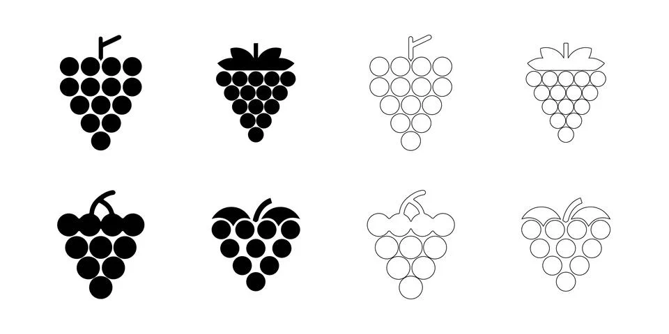 Grape icons set Stock Illustration