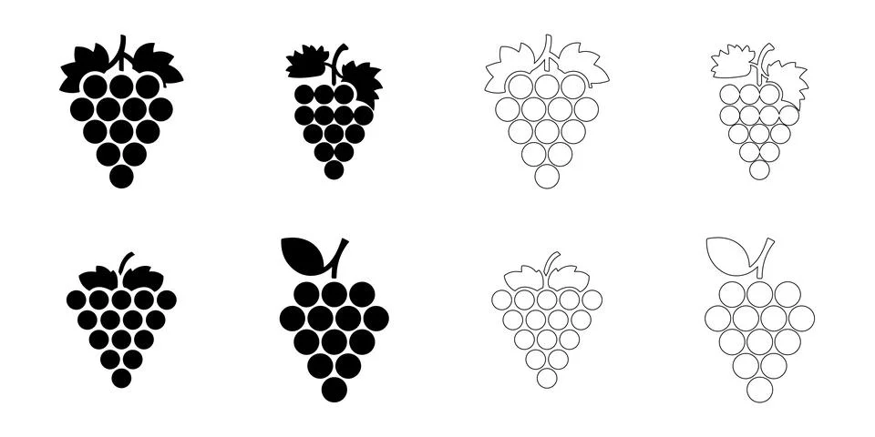 Grape icons set Stock Illustration