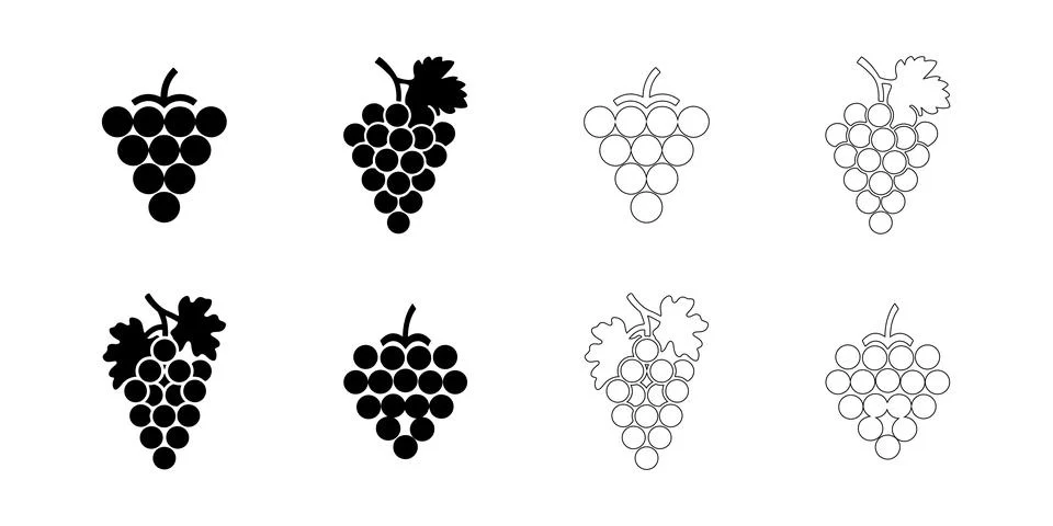 Grape icons set Stock Illustration