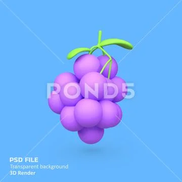 Grape isolated 3d render icon illustration PSD Template