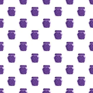 Grape jam jars creating seamless food pattern Stock Illustration