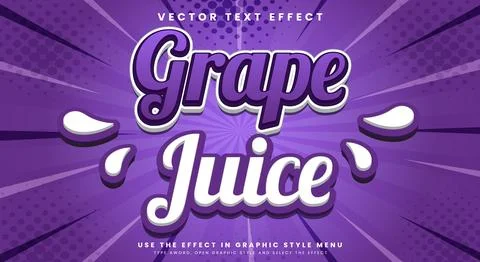 Grape Juice 3d editable text effect Template Illustrazione stock