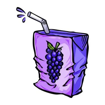 Grape juice box vector art illustration. Ilustración de archivo