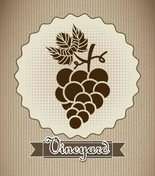Grape label over beige background. vector illustration Ilustração Stock