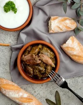 Grape leaf dolma with stuffed meat Stock Photos