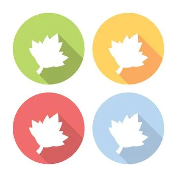 Grape Leaf Flat Icons Set Stock Illustration