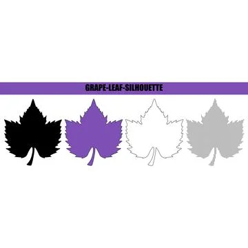 Grape leaf silhouette variations in simple graphic design isolated on white.. Stock Illustration