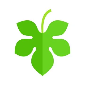 Grape leaf on a stem. Vector flat color icon isolated on white. Stock Illustration